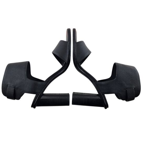 Joie Heels Womens 7 (37) Black Leather Wide Ankle Cuff Open Toe 3.5" Heel - Picture 6 of 12